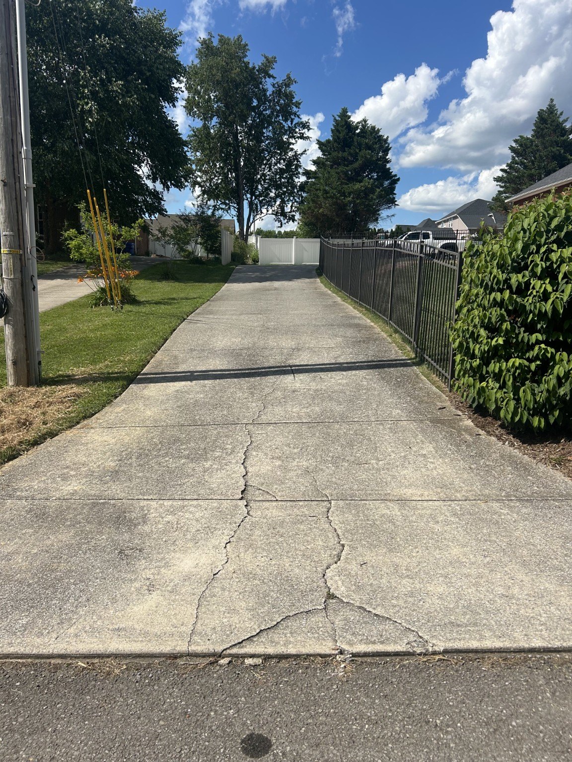 Dirty driveway before cleaning by D & T Pressure Washing